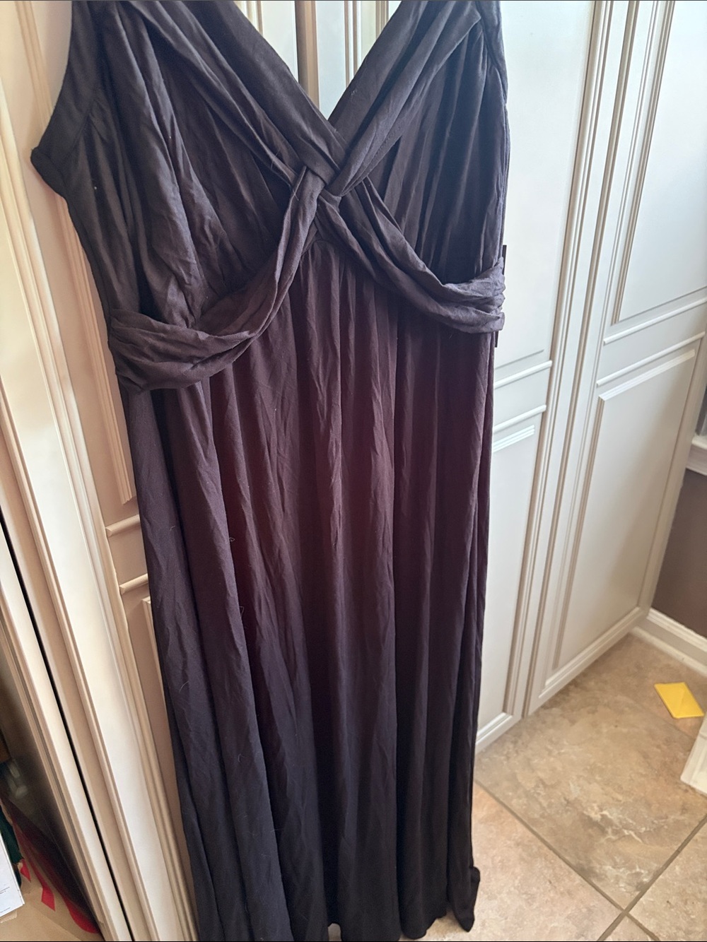New York & Company Black Twisted V-Neck Maxi Dress